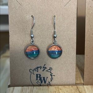 Handmade Silver Tone and Multicolor Earrings, hypoallergenic